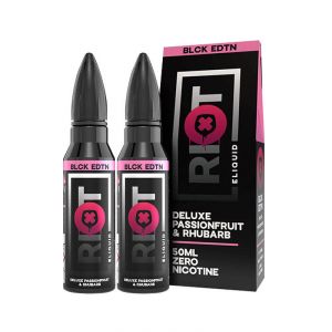 Riot Squad BLCK EDTN Deluxe Passionfruit & Rhubarb 50ml Shortfill E-Liquid 2 Pack
