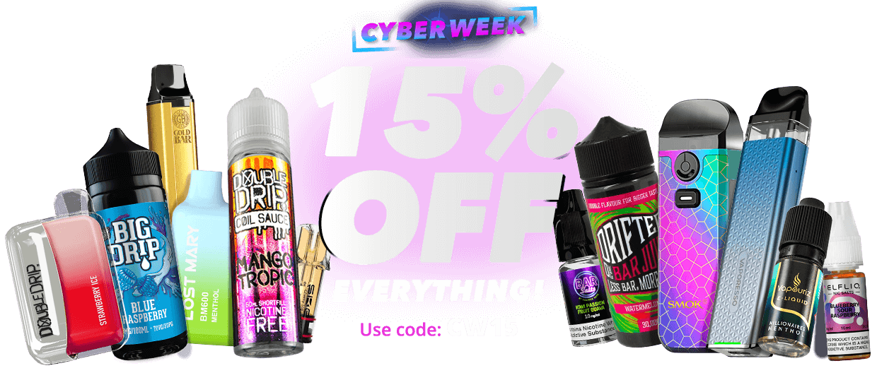 Vapestore. Cyber Monday 15% OFF everything. Use code CW15