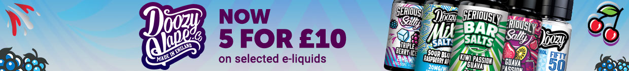 Doozy Now 5 for £10 on selected e-liquids